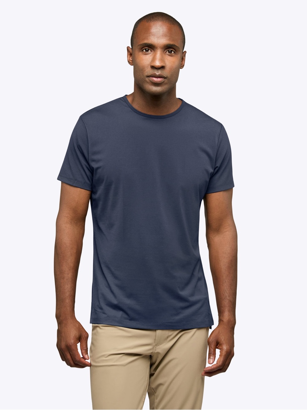 Cuts Clothing Men's Short Sleeve Split Hem Crew Tee in Navy